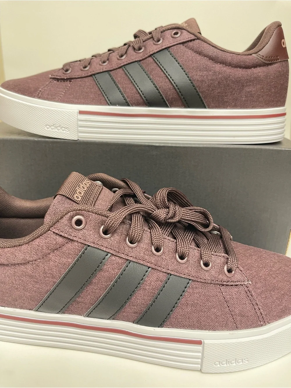 Adidas Daily 4.0 Canvas Sneakers Burgundy Brown IE0601 NWT